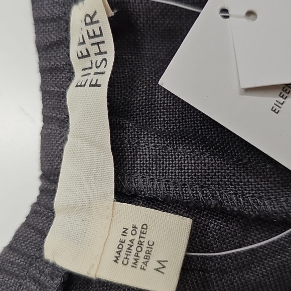 Eileen Fisher Gray Linen Slim Ankle Pant, Size Medium, New - Picture 7 of 10